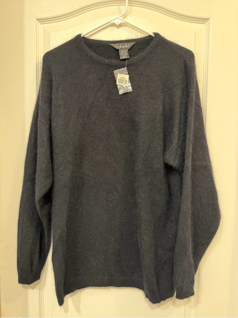 Vintage Rafaella Rabbit Hair Angora Lambswool Sweater L Black NWT